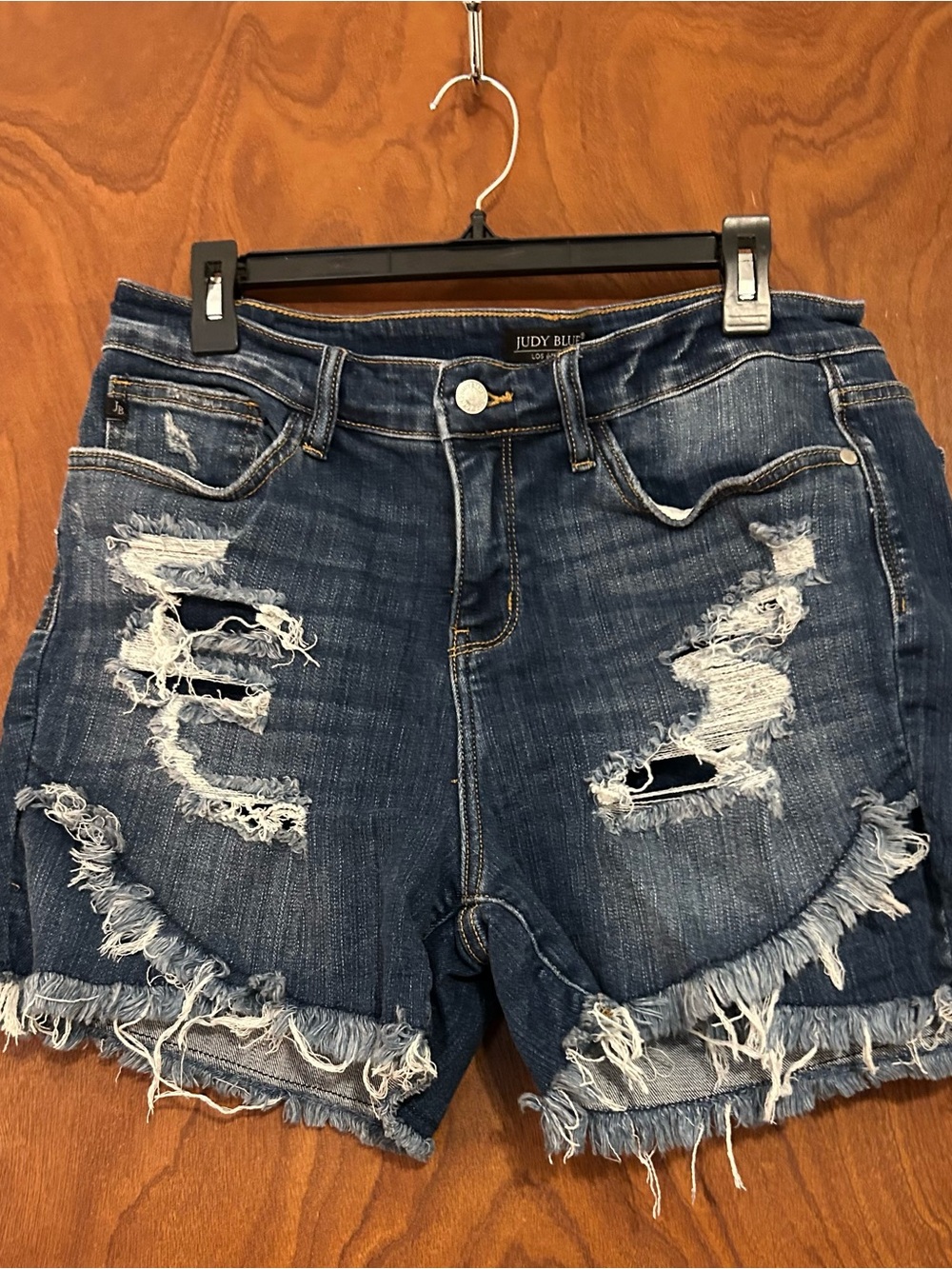 Judy Blue Distressed Dark Blue Denim Cutoff Shorts Size XL (15/32)